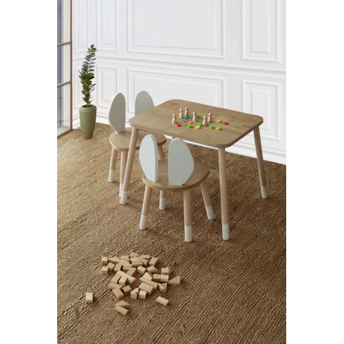 Bee Smart MS-06 Safir Meşe Beyaz Kanguru set (1 Masa 2 Sandalye)